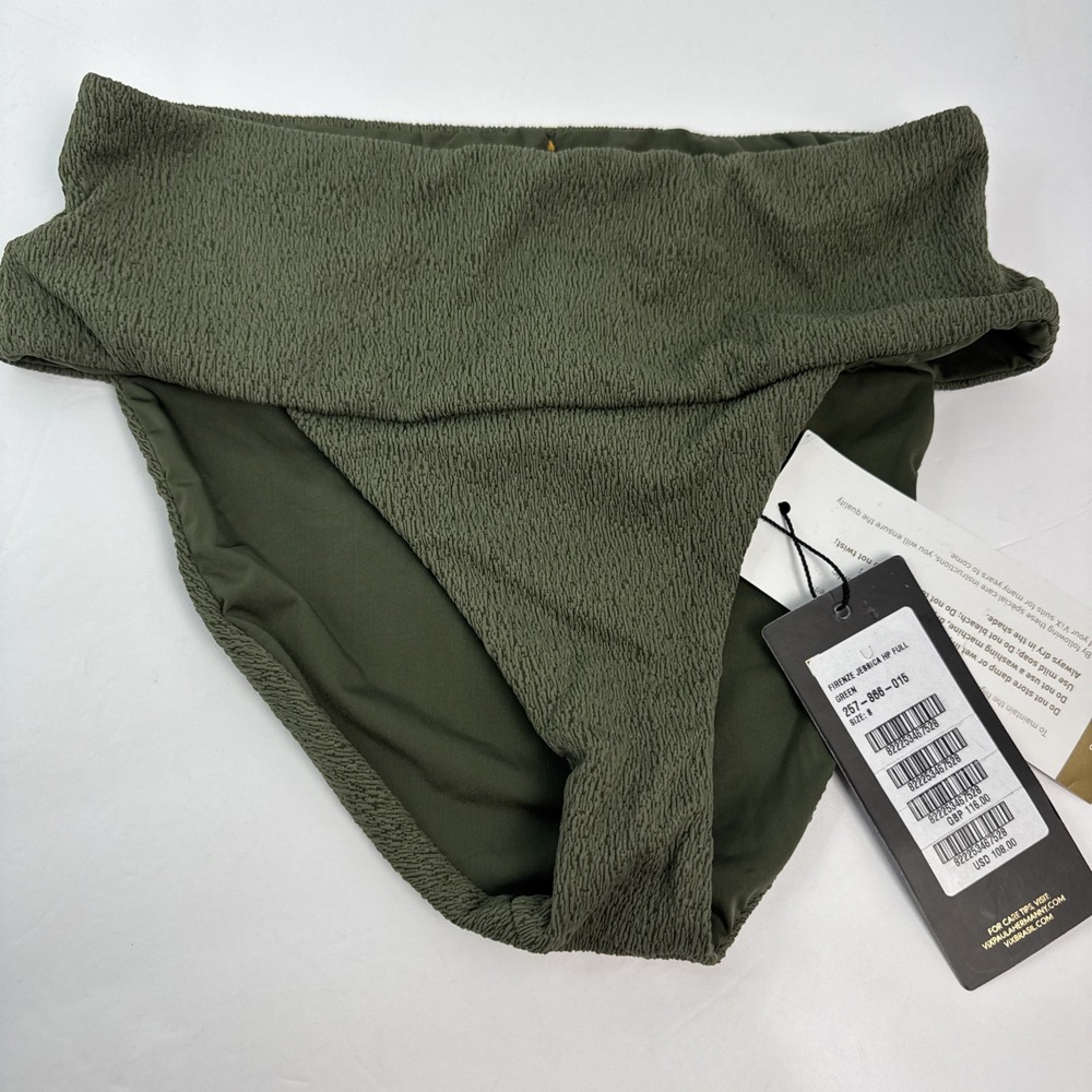 Vix Paula Hermanny Firenze Jessica High Waist Bikini Bottoms Sz Small Green Nwt